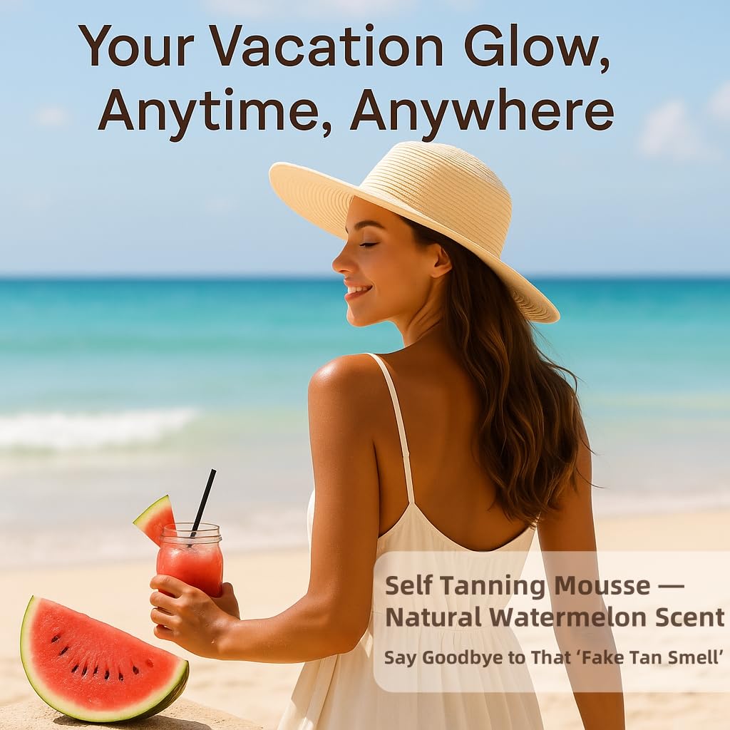 Skiennix Foaming Sunless Tanner | Vegan Self-Tanning Mousse with Quick-Dry Formula & Watermelon Scent - Flawless Medium Tan