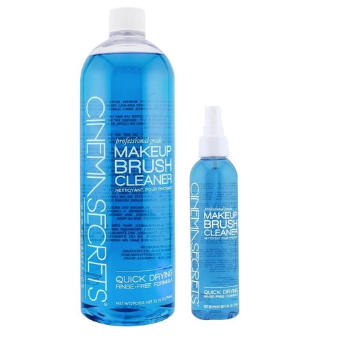 Cinema Secrets Makeup Brush Cleaner - Quick-Drying, Rinse-Free Formula | 6oz Spray & 32oz Refill