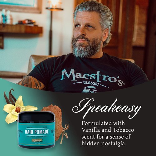 Maestro's Classic Hair Pomade - Medium Hold & Natural Shine | Water-Based Grooming for All Hair Types | 4 oz
