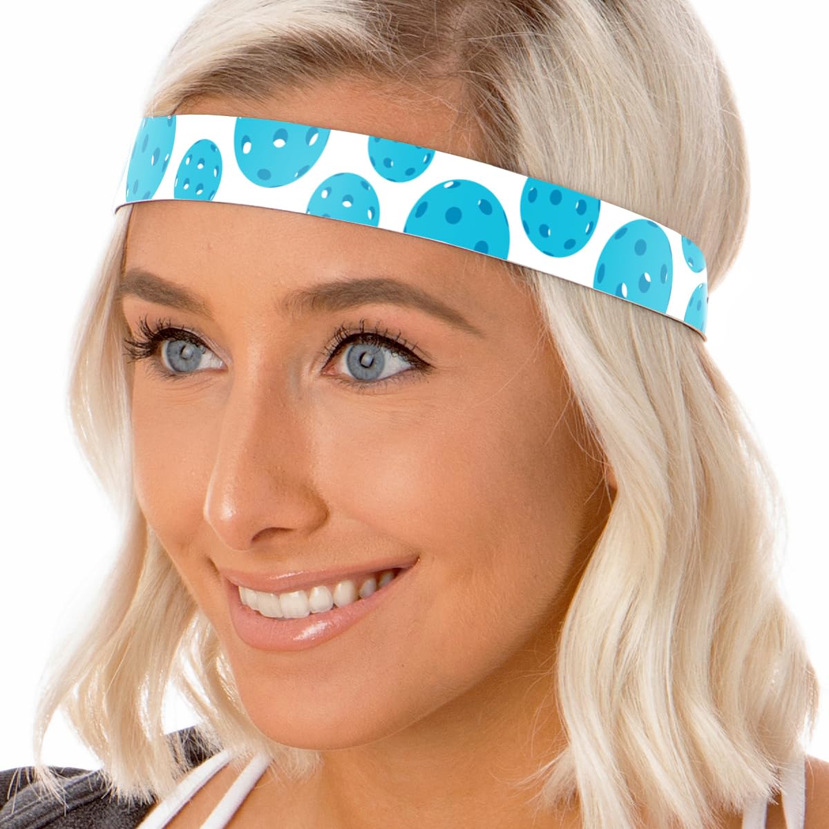 Hipsy Women's Adjustable No Slip Pickleball Headband Sports 7/8" Wide Pickle Ball Head Band for Women Girls and Teens (Blue)