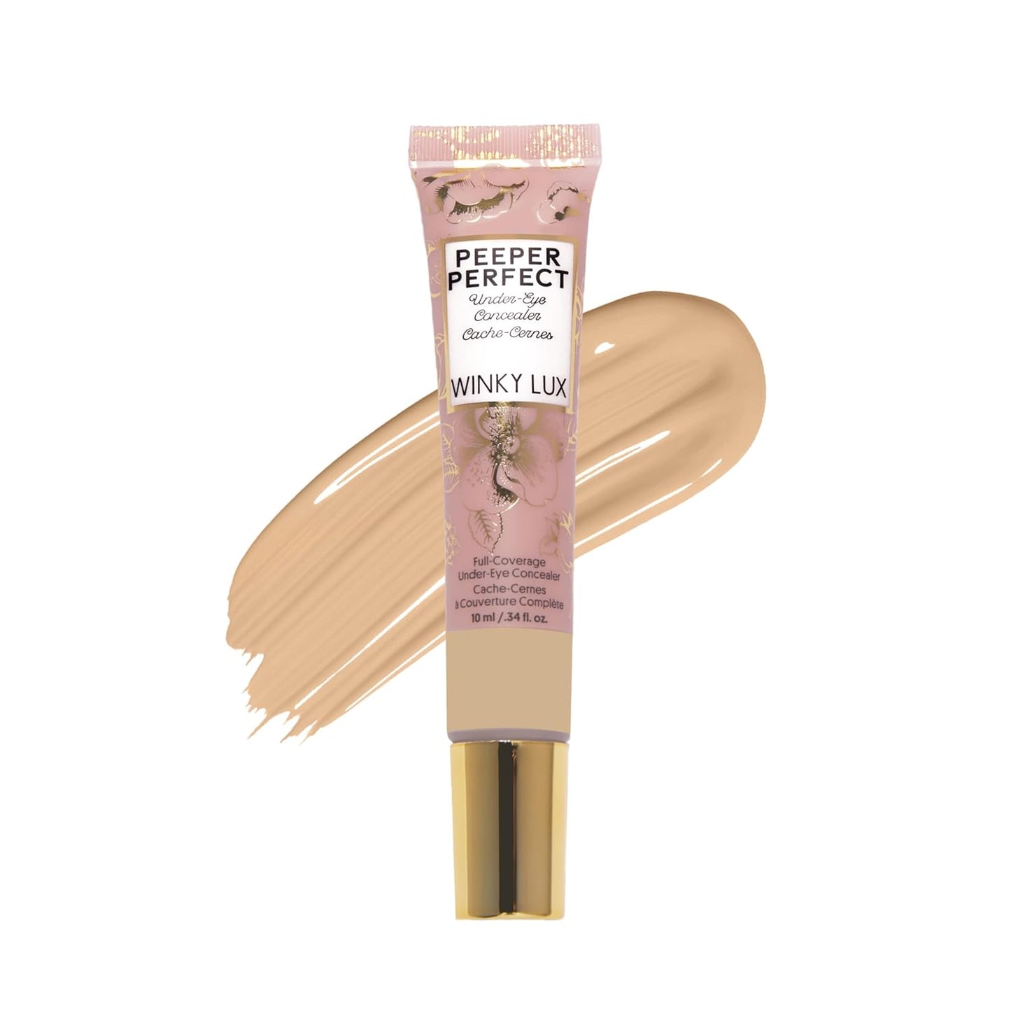 Winky Lux Peeper Perfect Under Eye Concealer - Full Coverage Brightener with Collagen & Hyaluronic Acid (Light Beige)