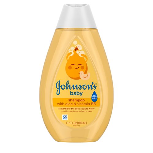 Johnson's Baby Shampoo with Aloe Vera & Vitamin B5, Tear Free, Newborn Essentials, No added Parabens & Sulfates, Hypoallergenic, Baby Essentials, 13.6 fl. oz