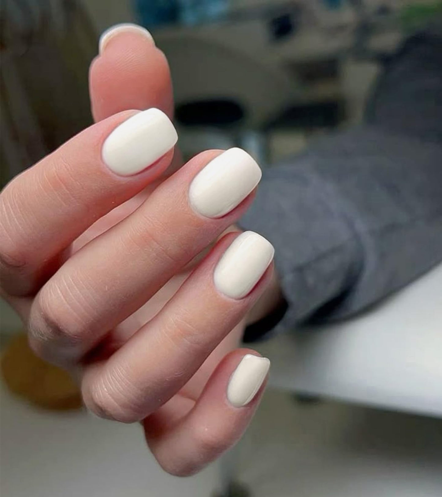 Artquee Press on Nails Short Soft Nude Square False Tips Glossy Reusable Fake Stick on Nails Kit for Women - 30 PCS 15 Sizes