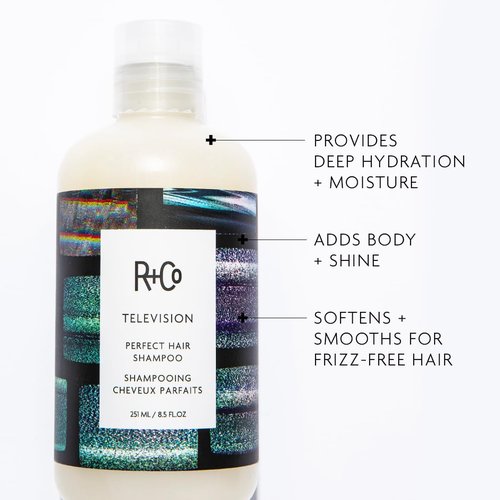 R+Co TELEVISION Perfect Hair Shampoo - Hydrating & Smoothing Cleanser for All Hair Types, Adds Shine & Softness