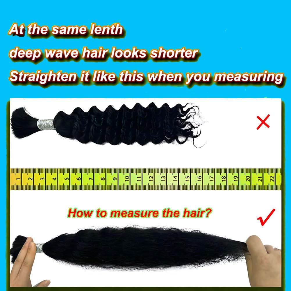 Niviorvan 350 Ginger Orange Human Braiding Hair 18 Inch 1 Bundle 50 g Deep Wave Bulk Human Hair for Braiding No Weft Curly Human Hair Extensions for Boho Braids Wet and Wavy Human Hair Braiding Hair
