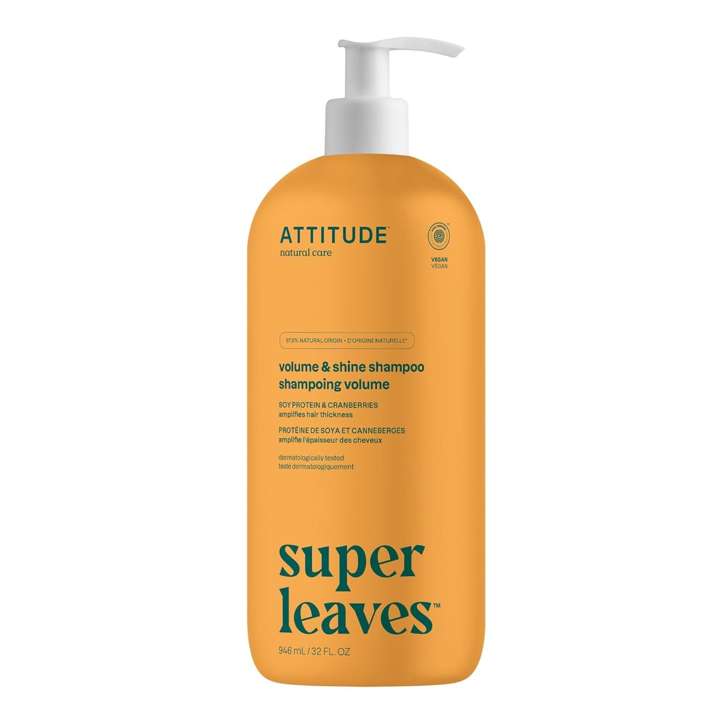 ATTITUDE Volume & Shine Hair Shampoo - EWG Verified, Vegan Formula with Soy Protein & Cranberries | 32 Fl Oz