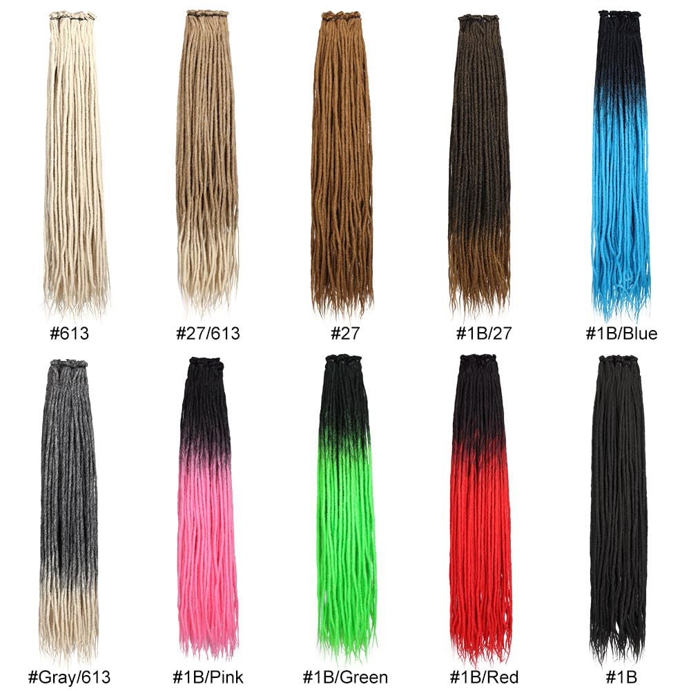 Kraler 36Inch 40 Strands Ombre Blue Dreadlock Extensions, Thin 0.6cm Width Synthetic Crochet Dreads Extensions 100% Handmade Single Ended Long Dreads Reggae Style Dreadlock for Worman