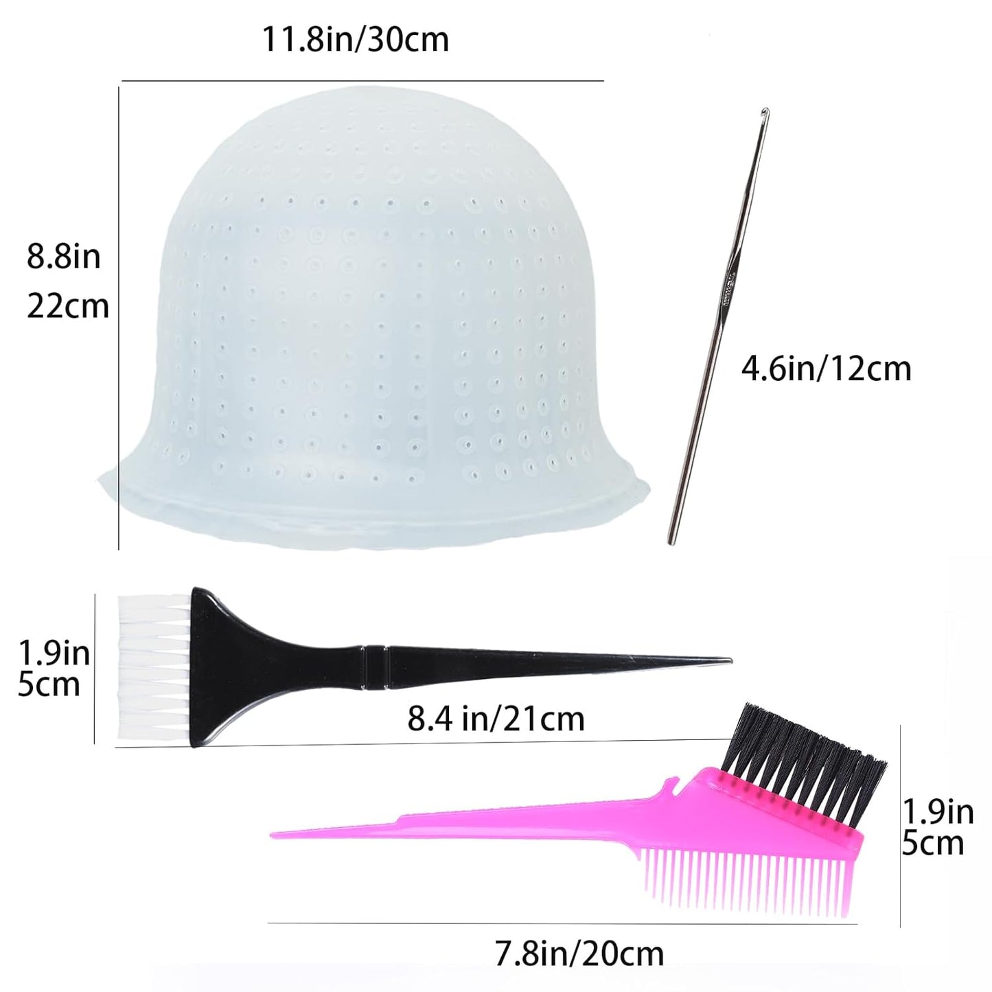 Skiennix Silicone Highlight Cap Set - Professional Reusable Hair Coloring Tool with Hook | Unisex