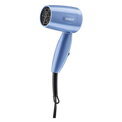 Conair Travel Hair Dryer - 1600W Compact Dual Voltage Blow Dryer with Folding Handle | Blue