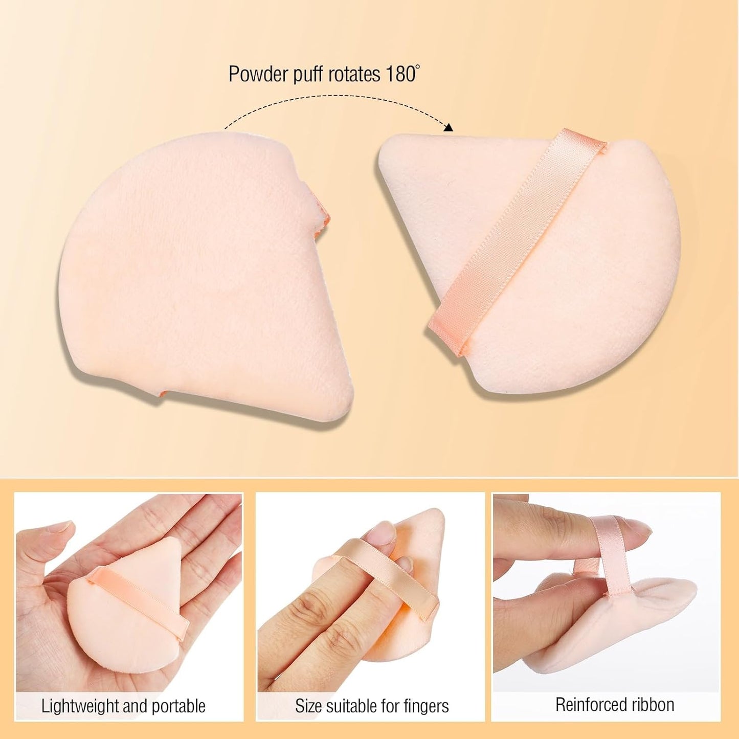 Skiennix Triangle Powder Puff Set - 6 Soft Makeup Sponges for Flawless Foundation Application | Flesh Color