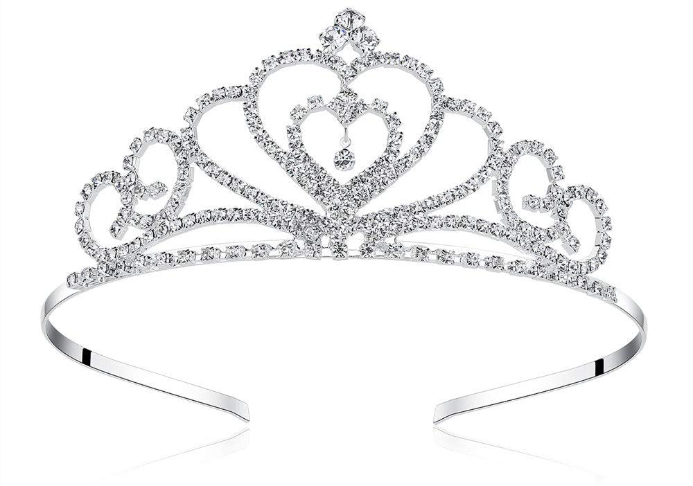 Lovelyshop Rhinestone Crystal Tiara-Wedding Bridal Prom Birthday Pegeant Prinecess Crown (Heart-1 Pack