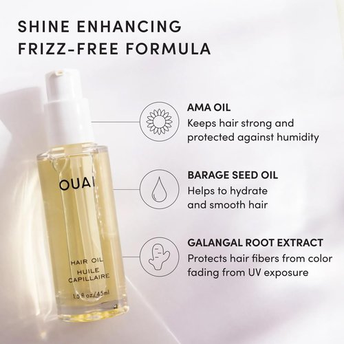OUAI Hair Oil - Travel Size Heat Protectant for Frizz Control & Shine | Color Safe, 0.45 oz