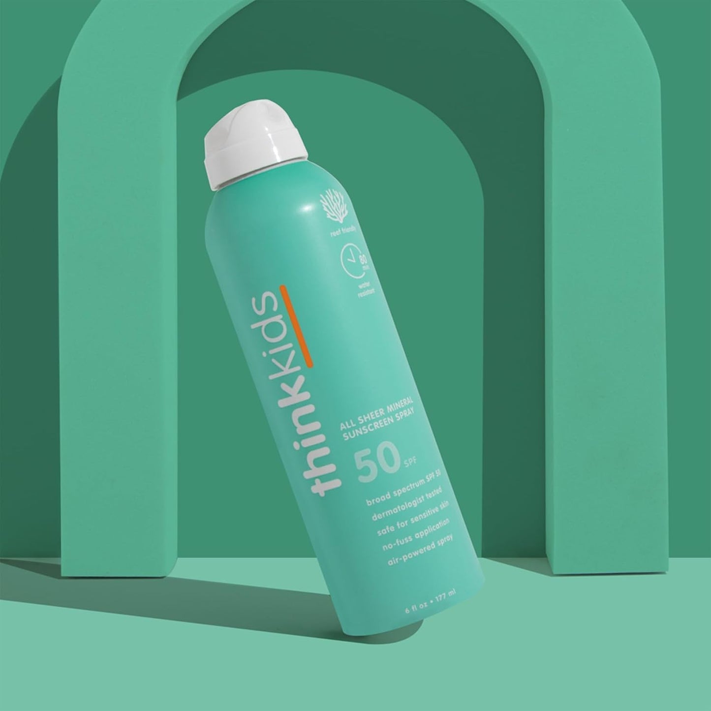 Thinksport Kids Sunscreen Spray - SPF 50 Mineral Protection | 6 Fl Oz Water-Resistant Formula