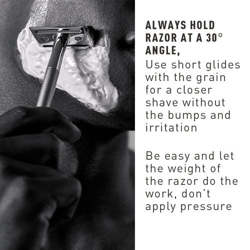 Bevel Safety Razor - Brass Weighted Handle & 10 Double Edge Blades for Coarse Hair - Silver
