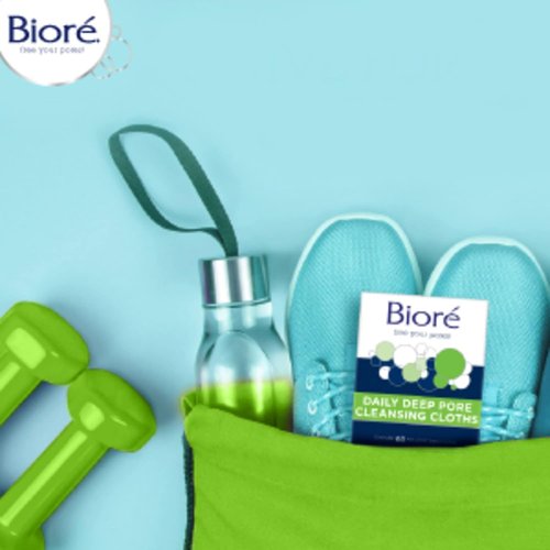 Bioré Daily Makeup Removing Cloths - Deep Pore Cleansing Wipes with Dirt-Grabbing Fibers | 60 Count