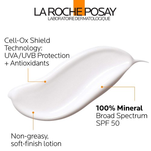 La Roche-Posay Anthelios Mineral Sunscreen SPF 50 - Gentle Lotion for Face & Body, Broad Spectrum Protection, Oil-Free