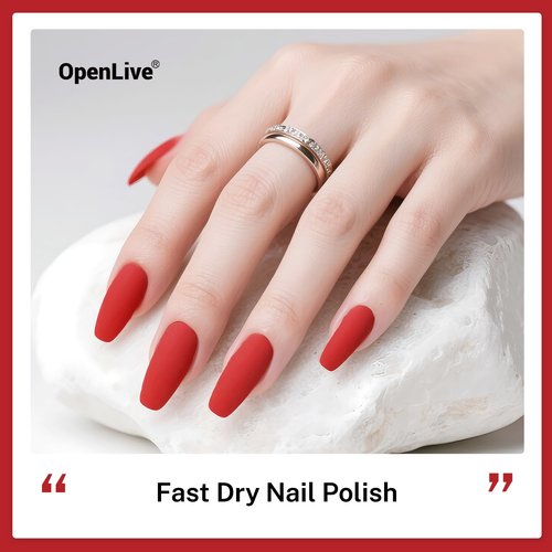 OpenLive Red Nail Polish - 16.5ml Quick Drying Formula for Long Lasting Color | Perfect DIY Home Manicure Gift for Women