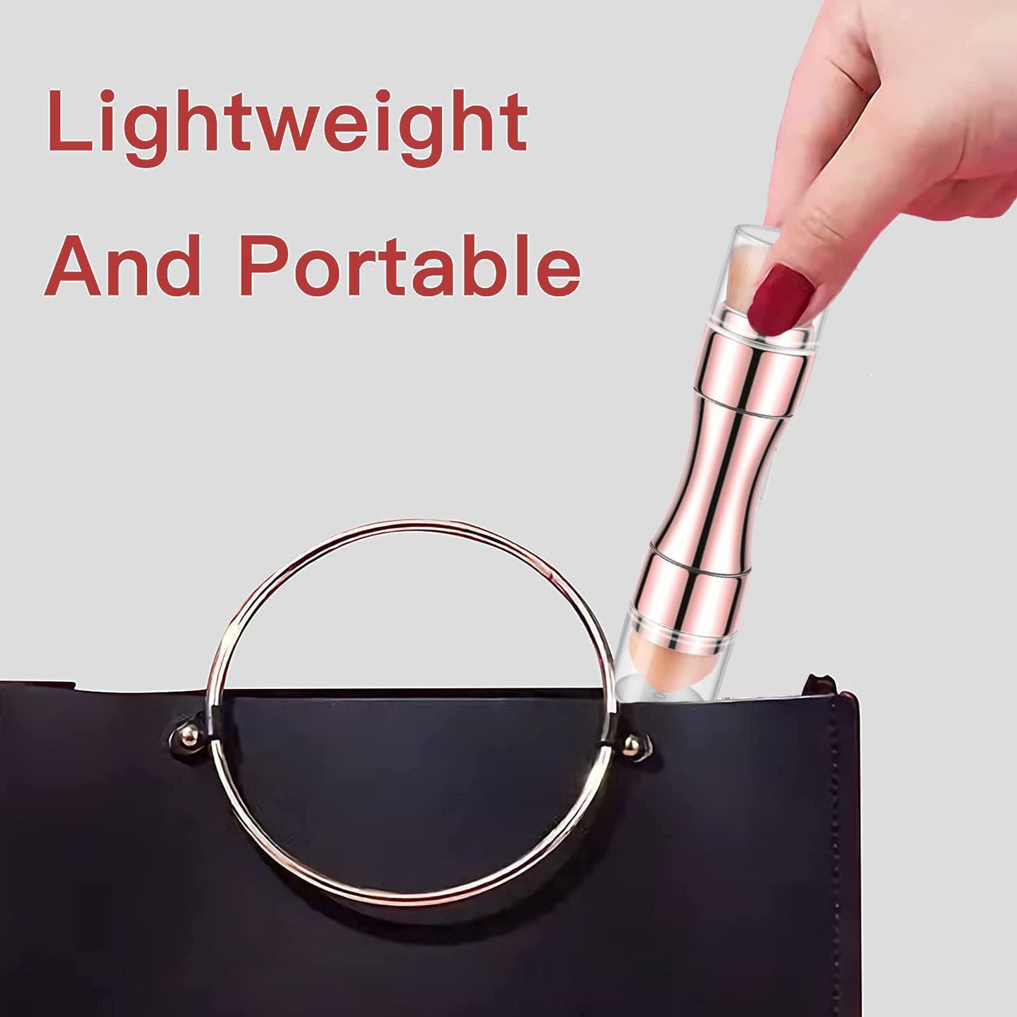 Bling Toman 4 in 1 Makeup Brush, Eyeshadow Eye Lip Face Concealing Blush Foundation Brush All in One Retractable Travel Size Makeup Brush Set (rose gold brush)