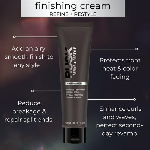 RUSK Finishing Cream - Refine & Restyle for Frizz-Free Hair | Enhances Texture & Shine, 5 oz.