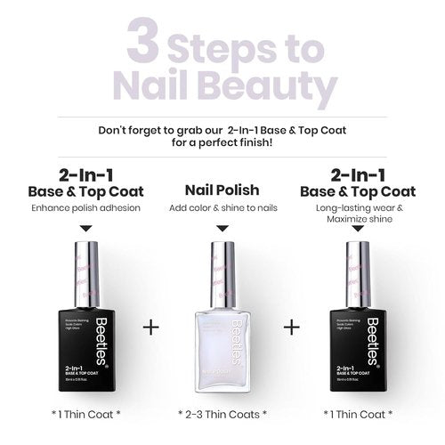 Beetles Nail Polish - Fast Dry Jelly White Nail Concealer with Blue Glitter | 0.51 FL OZ for Strengthening Thin Nails