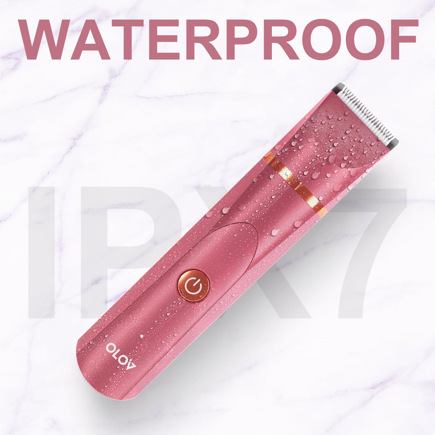 OLOV Electric Body Hair Trimmer - Groin Trimmer for Men - Bikini Trimmer Women - Wet/Dry Shaver Groomer, Replaceable Ceramic Blade Heads, USB Recharge Dock, Waterproof Hygiene Razor, Red