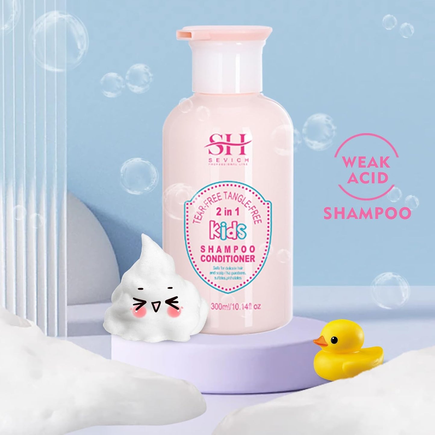 SEVICH Kids 2-in-1 Shampoo & Conditioner - Tear-Free, Hypoallergenic Formula for Sensitive Scalp | 10.14 fl oz (300ml)