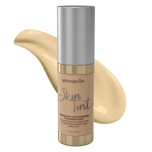 Mirabella Skin Tint Creme Liquid Foundation - Oil-Free Mineral Formula with Hyaluronic Acid & Squalane for All Skin Types - IIW Warm