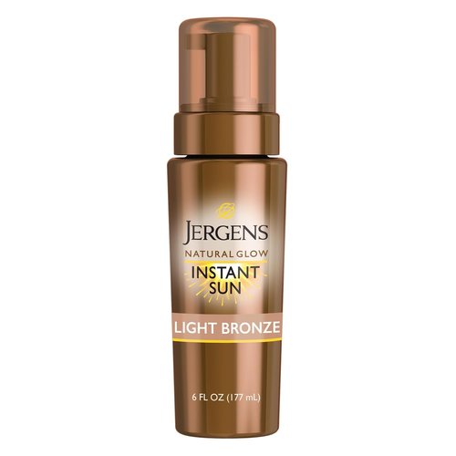Jergens Natural Glow Self Tanner Mousse - Instant Light Bronze Tan | Sunless Tanning Body Bronzer, 6 Oz