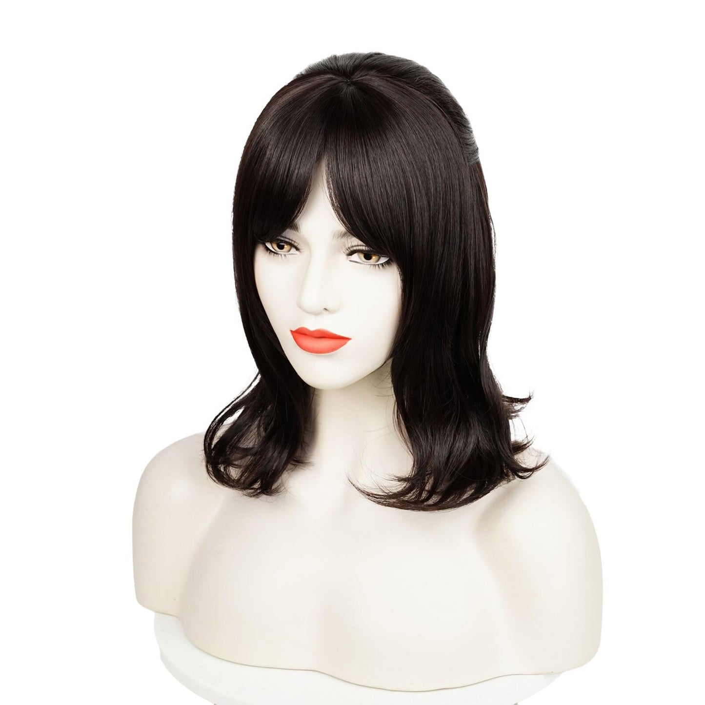 Wiggy Mermaid Black Deetz Wig 35cm Long Black Wavy Wig + Wig Cap for Halloween Costume Party Cosplay