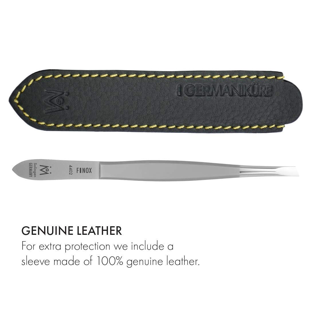 GERMANIKURE Slanted Tweezers in Leather Case - Made in Solingen Germany
