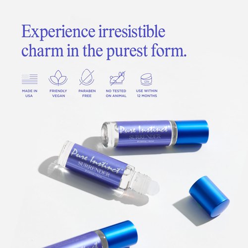 Pure Instinct SURRENDER Roll-On The Original Pheromone Infused Body Oil Perfume Fragrance EdP Parfum - For Her Women - TSA Ready 0.34 fl oz