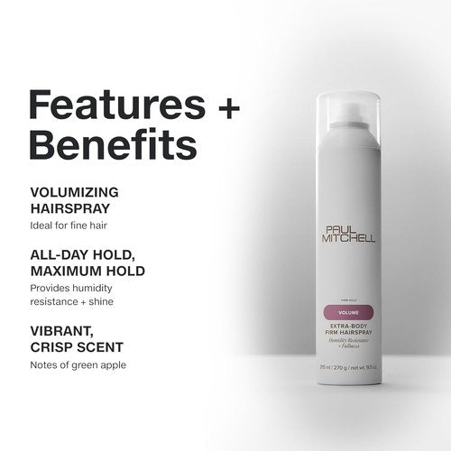 Paul Mitchell Extra-Body Firm Hairspray - Extreme Hold & Maximum Volume for Fine Hair, 9.5 oz