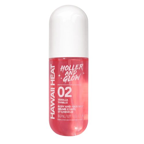 Holler And Glow Hawaii Heat Body & Hair Mist, Warm Vanilla, Peony & Amber Scent, Long-Lasting Daily Fragrance, Lightweight, Vegan, Cruelty-Free, Alcohol-Free, Hydrating Hair Perfume, 8.11 Fl Oz