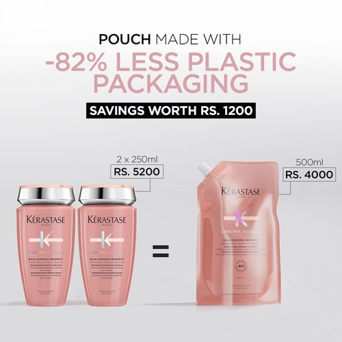 Kerastase Chroma Absolue Shampoo Refill Pouch - Hydrate & Protect Color-Treated Hair | Glycerin & Hyaluronic Acid