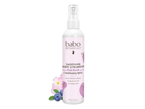 Babo Botanicals Smoothing Berry Conditioning Spray - Nourishing Detangler with Evening Primrose Oil - Non-Aerosol, Light Berry Scent