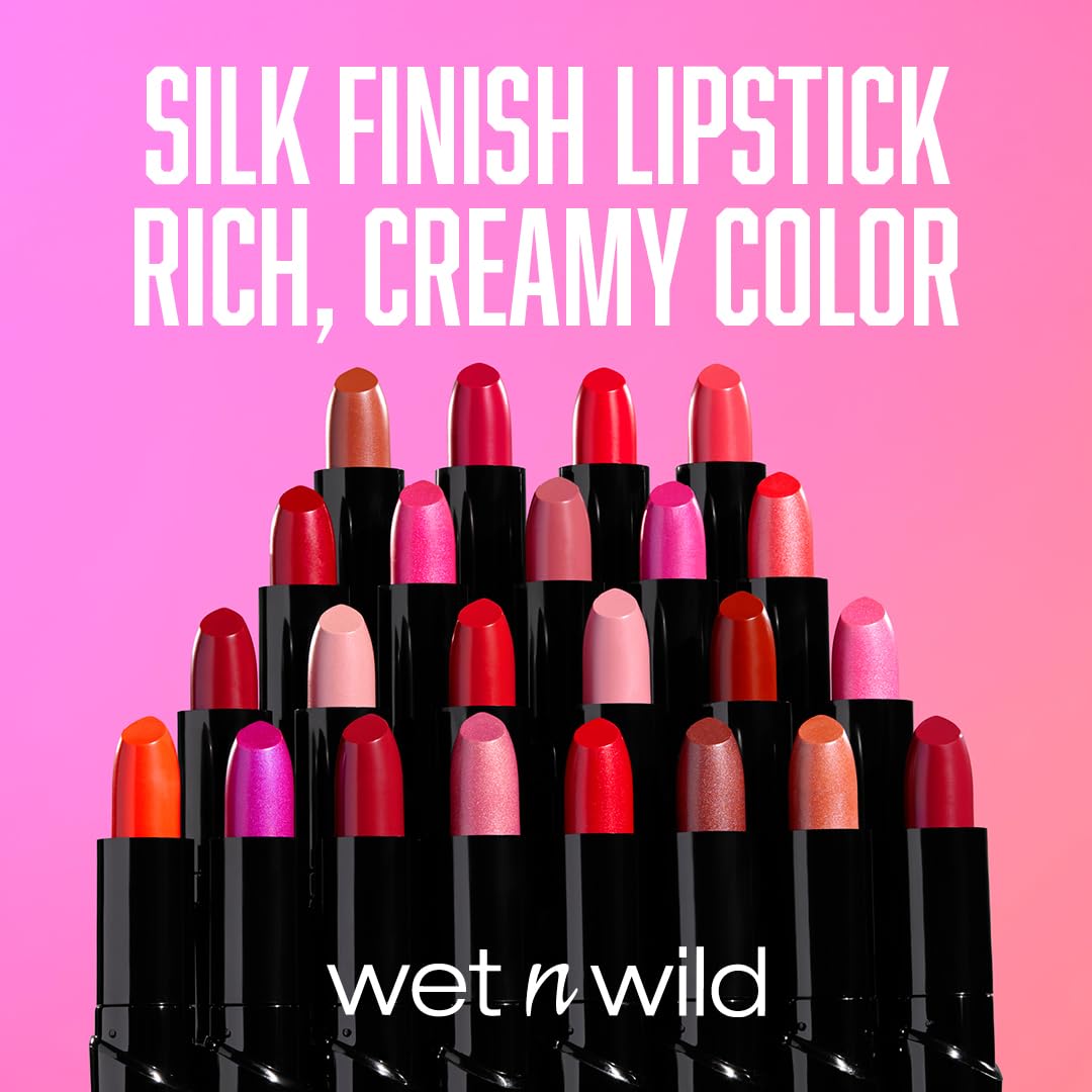Wet n Wild Silk Finish Lipstick - Hydrating, Buildable Lip Color with Vitamins A & E | Dark Pink Frost