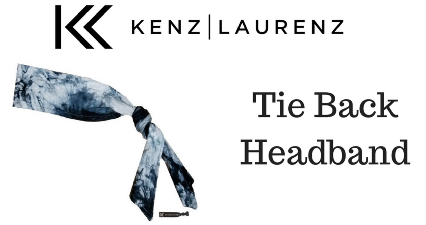 Kenz Laurenz Tie Back Headbands Moisture Wicking Athletic Sports Head Band You Pick Colors (3 Pack Blue)