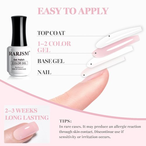 RARJSM Gel Nail Polish - Nude Beige Pink Sheer Jelly for Natural Skin Tones | 15ml Single Bottle