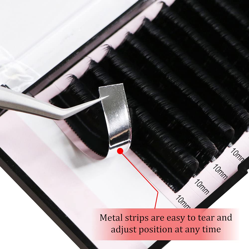 QUEWEL Eyelash Extensions 0.03mm D Curl 10mm Supplies Matte Black Individual Eyelashes Salon Use|0.03/0.05/0.07/0.10/0.15/0.20mm C/D Single 8-18mm Mix 8-15mm/10-15mm|（0.03 D 10mm）