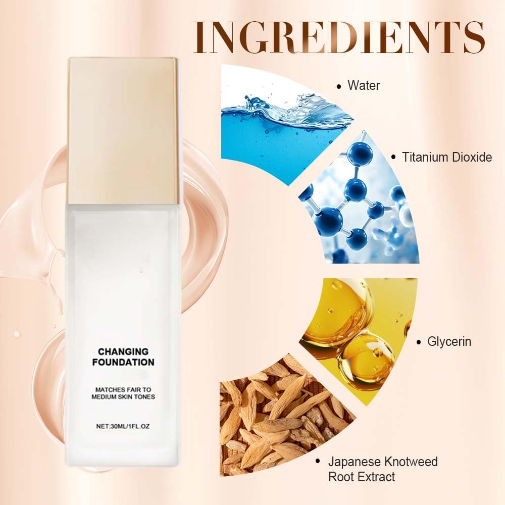 Skiennix Color Changing Foundation - Lightweight Liquid Cream for Mature Skin | Universal Tone (1pc)