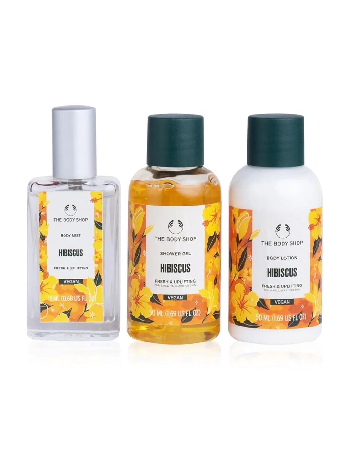 The BodyShop Hibiscus Bath and Body Gift Set | Shower Gel, Lotion & Mist - 3.99 Fl Oz