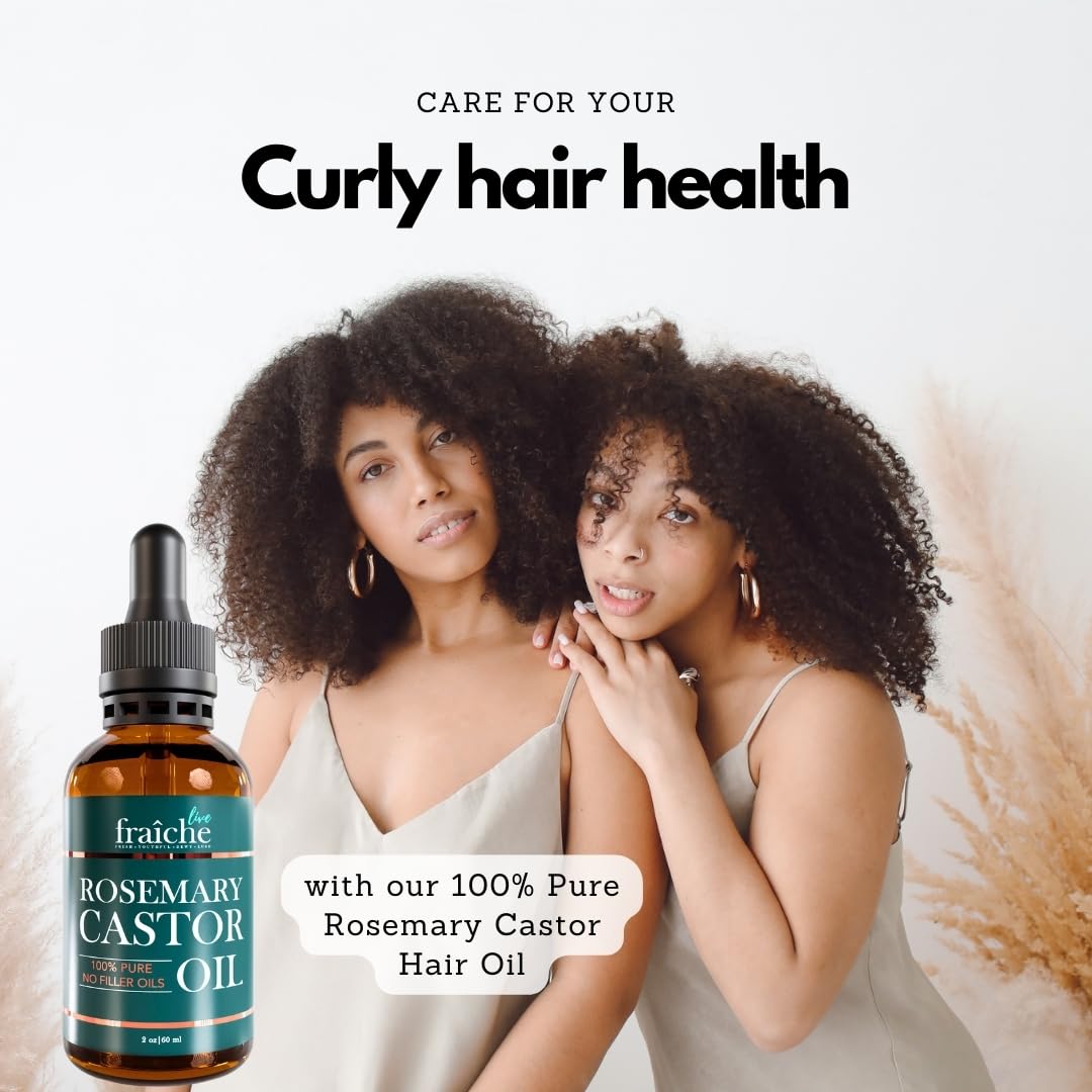 Live Fraiche Rosemary Castor Oil for Hair Growth 16oz - Rosemary Oil for Hair Growth and Thickening Pure Blend to Reduce Loss and Promote a Healthy Scalp