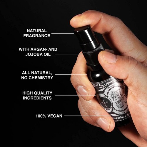 Charlemagne Beard Oil - 30ml Vegan Men's Grooming Oil | Leather Scented for Enhanced Beard Growth - Made in Germany