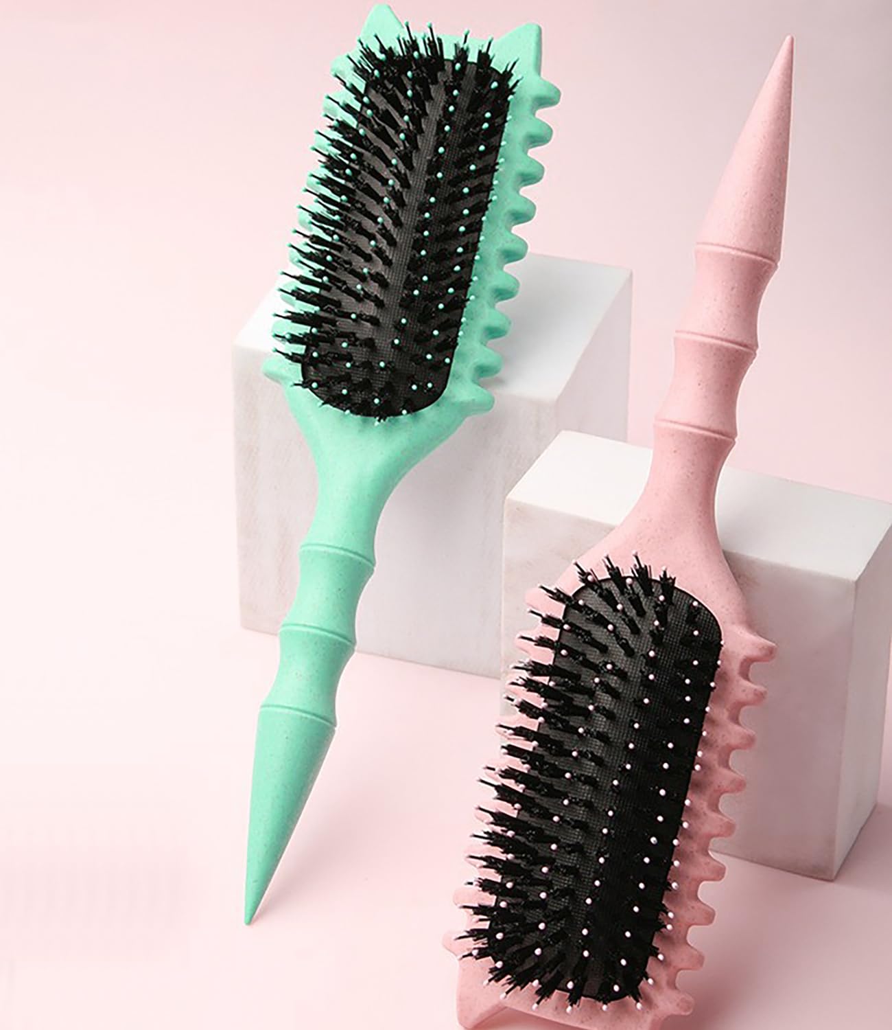 Skiennix Curly Hair Brush - Volume Curl Defining Tool for Effortless Detangling & Styling | Green