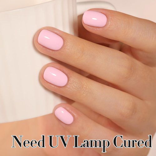 Double Rhythm 0.50 OZ Gel Polish Hema Free Same Color Same Bottle Golden Round Translucent Neutral Natural Milky 15 ML Jelly UV Polish Art DIY at Home (Light Pink-H1389)