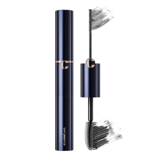 CARSLAN Double Extension Curling Mascara - Dual Brush Design for Length & Volume, Black, 0.18 Fl Oz