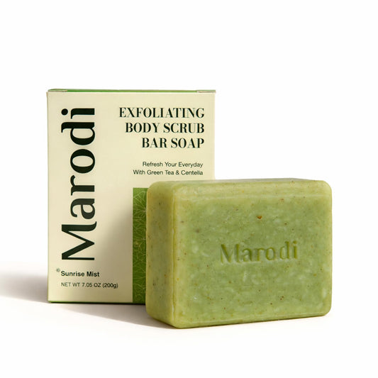 Skiennix Body Scrub Bar Soap - Korean Exfoliating Wash with Green Tea & Centella | 7 Oz Sunrise Mist