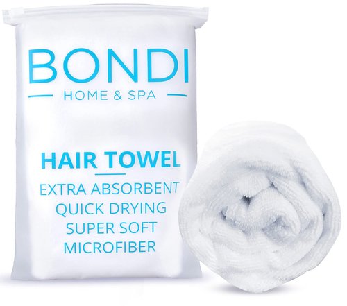 Bondi SPA Microfiber Hair Towel - Dries Hair 50% Faster & Anti-Frizz - Super Absorbent XL (Rectangle)