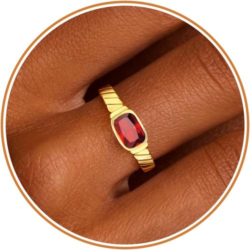 **Regine Switzerland Gold Rings for Women - Non-Tarnish Birthstone Adjustable Stackable Ring | Perfect Gift for Mother's Day, Graduation, and Anniversaries**