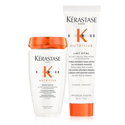 Kerastase Nutritive Bain Satin Shampoo & Lait Vital Conditioner Set | Nourishes Fine to Medium Dry Hair